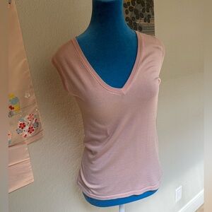 La Perla Soft Pink Silk Blend Knit V-Neck Sleeveless Sweater